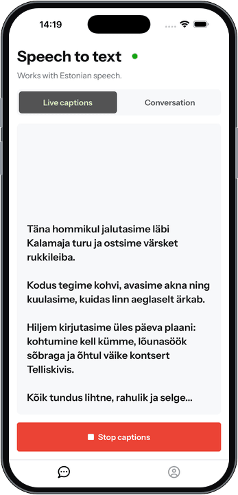 Preview of Soundfr speech-to-text app